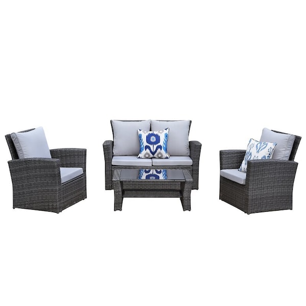 Moootto 4-Pieces PE Rattan Wicker Outdoor Patio Furniture Set TBZOKX-N12GRHY - main